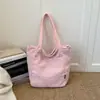 Bolso de Hombro Minimalista de Pana Estilo Japonés de Gran Capacidad para Mujer, Bolso de Viaje con Cremallera Casual y Artístico para Estudiantes