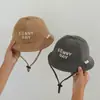 Sombrero de Bebé Estilo Coreano con Ala Ancha, Nuevo Modelo Primavera y Otoño, Lindo Sombrero de Pescador de Pana con Oso, Sombrero de Sol para Bebés y Niños Pequeños