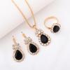 Conjunto de tres piezas de joyería transfronteriza europea y americana con colgante, pendientes, anillo y diamantes, traje de decoración nupcial de moda.