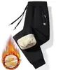 Otoño e Invierno Pantalones Casuales de Forro Polar de Cordero para Hombre con Bolsillo con Cremallera Grueso Talla Grande Suelto Cubre Carne Cálido