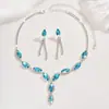 ¡Precio especial! Moderna Joyería Nueva Europea y Americana al Mayoreo Set de Collar y Aretes de Gema de Cristal de Alta Gama con Forma de Gota de Agua