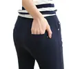 Bestseller transfronterizo de Amazon: Pantalones cropped elásticos con bolsillos de botón, estilo primavera y otoño, leggings de talla grande para mujer