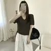 Blusa de Tricô Manga Curta Estilo Coreano Shisanxing de Guangzhou com Design Elegante que Marca a Cintura, Nova Camiseta de Verão 2026