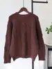 Otoño e Invierno Nuevo Cuello Redondo Retro Cuadros Tejido de Punto Trenzado Suéter Estilo Coreano Holgado Estilo Perezoso Prenda de Punto Superior Ropa de Mujer