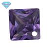 Huagang gem único furo roxo princesa quadrado zircão pedra nua atacado canto perfurado jóias faça você mesmo com pedra CZ Hao