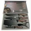 Atacado Pontual Conjunto de Facas de Cozinha Domésticas de Aço Inoxidável Cabo Gordo Revestido com Grão de Madeira Caixa de Presente com Seis Peças
