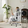 Cadeira de Escritório Ergonômica Cinza Sombra Tela Cadeira de Computador Com Suporte Lombar Ajustável Almofada do Assento de Esponja Cadeira de Mesa Reclinável de 135 Graus Para Casa Jogos Trabalho