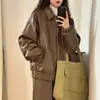Chaqueta Abrigo de Cuero PU Estilo Retro Americano Maillard para Mujer 2026 Primavera Otoño Nuevo High Street Holgada Chaqueta Moto Top Tendencia