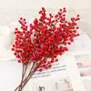Árbol de Dinero de Frutos Rojos Flor Artificial Bayas de Acebo Simuladas Flor de Año Nuevo Paquete de Materiales para Cubo de la Fortuna de Año Nuevo Decoración de Flor Dorada Simulada