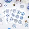 Hk099-T Pegatinas Redondas Decorativas de Porcelana Azul y Blanca, Pegatinas Selladoras Autoadhesivas para Sobres de Tarjetas de Felicitación, Pegatinas Decorativas con Patrón de Porcelana