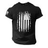 2023 comercio exterior transfronterizo camiseta patriótica de verano para hombre con impresión 3D camiseta bandera americana Zhu manga corta una pieza para mapa