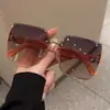 Gafas de Sol de Gama Alta Cuadradas Sin Montura Borde Cortado Estilo Celebridad de Internet Modernas Geniales para Mujeres con Caras Grandes Gafas de Moda Adelgazantes