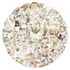 50 Pegatinas Blancas Literarias Retro Pastorales Ins de Alto Valor Decorativas Personalizadas para Funda de Teléfono Móvil Pegatinas para Cuaderno Impermeables