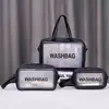 Bolsa de Cosméticos PU Transparente de Gran Capacidad Estilo Ins Portátil de Viaje Impermeable Bolsa de Lavado de Baño Bolsa de Cosméticos Escarchada