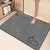 Tapetes de Chão para Banheiro, Tapetes de Chão Absorventes de Água Antiderrapantes para Banheiro, Tapetes de Chão de Lama de Diatomáceas com Desenhos de Animais, Tapetes de Chão Domésticos para Banheiro