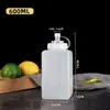 Botella Cuadrada Grande de Calibre para Exprimir Salsa, Botella de Aceite, Botella de Condimento para el Hogar, Botella de Aceite y Vinagre a Prueba de Fugas para Cocina, Botella de Exprimir, Botella de Plástico