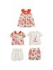 Conjunto de Serie Conejo Rojo para Niñas Qiuduomeng Vestido de Dibujos Animados para Niños Camiseta de Bebé Camiseta de Verano Pantalones Cortos