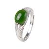 Anillo de Jaspe de Hotan para Mujer Plata Chapada Esmeralda Abierto Aleación de Jade Chaoren Anillo Regalo de Cumpleaños Fábrica Venta al por Mayor