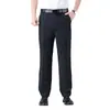 Pantalones de Negocios Finos para Hombre de Primavera y Verano, Pantalones Casuales para Hombres de Mediana Edad y Mayores, Pantalones de Hielo de Seda Elástica Rectos Holgados para Hombre