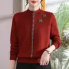 2026 Novo Estilo Roupas de Inverno para Mães Suéter Engrossado com Veludo Plus Tamanho Outono para Mulheres de Meia-idade e Idosas Camada Base Quente Tricô