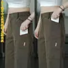 Calça Cargo Marca Americana Retro Tendência Transfronteiriça para Homens Calças Versáteis com Múltiplos Bolsos Calças Casuais Retas Largas para Primavera e Outono
