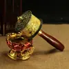Novo Pingente Tibetano de Camada Dupla com Oito Símbolos Auspiciosos e Mantra de Seis Caracteres, Formato de Disco Redondo, Cor Bronze, Sem Base, Liso, Tamanho Pequeno
