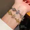 Pulsera Geométrica Popular con Incrustaciones de Diamantes y Diseño de Flor Transfronteriza para Mujer, Elegante y Única, Sensación de Alta Gama, Joyería Moderna y Versátil
