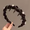 Elegante tiara de miçangas com bolinhas para mulheres, novo modelo 2026, tiara de coroa alta para lavar o rosto, presilha de cabelo com dentes, acessório de cabelo