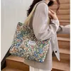 Bolso de hombro floral de gran capacidad nuevo, bolso de mano de lona estilo ins, bolso tote casual para mujer