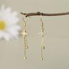 Productos de Red Belt en línea, transmisión en vivo, joyería, cuatro Awn, gancho para la oreja de estrella, moda femenina, destello de circón, destello de diamante, pendientes largos con borlas, pendientes de línea para la oreja