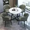 Mesa y Sillas de Piedra Sinterizada de Lujo Ligero Italiano Juego de Mesa y Sillas para Oficina de Ventas Recepción de Ocio Tiendas de Té con Leche Mesas y Sillas Mesas de Celebridad de Internet