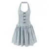 Comercio Exterior Al Por Mayor Verano 2026 Moda Estilo Europeo y Americano Vestido a Rayas con Lazo y Cuello Halter para Mujer C27709