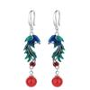 Pendientes de fénix de ágata roja con borlas de esmalte cloisonné de estilo nacional para mujer, joyería de nicho artesanal de epoxi de moda sencilla