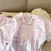 Pijama Macio e Fofo Estilo Princesa Coelho da Lua para Mulheres, Conjunto de Duas Peças com Shorts de Manga Curta para o Verão, Roupa Casual para Casa Feminina