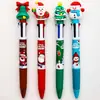 Caneta Esferográfica de Natal 4 Cores Caneta Multifuncional para Diário Caneta de Tinta a Óleo Colorida para Estudante Prêmios Infantis Presente de Feriado Caneta Multicolor