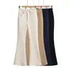 Atacado de Roupas Femininas Transfronteiriças Estilo Europeu e Americano Outono 2025 Novo Estilo Bonito Cruz Alta Elasticidade Calças Casuais Levemente Flare Femininas Cor Lisa