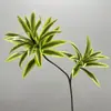 Planta Verde Artificial para Paisajismo Lirio de Tallo Largo Bambú con Tacto Realista, Hojas Falsas Bambú de la Suerte con Borde Dorado para Decoración de Arreglos Florales de Sala de Estar en Casa Hojas