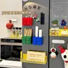 Caixa de Armazenamento com Absorção Magnética de Blocos de Montar Decoração de Geladeira de Cozinha Suporte de Armazenamento para Filme Plástico e Canudos Adesivo de Geladeira Adesivo Magnético Caixa de Armazenamento
