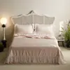 Colcha de Verano Tencel de Alta Gama Colcha de Verano con Encaje Francés Colcha de Verano de Cuatro Piezas Lavable a Máquina Seda de Hielo Fresca Sedosa Colcha para Aire Acondicionado