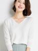 Suéter corto ajustado de manga larga con cuello en V para mujer, suéter holgado de moda, suéter básico cálido y ajustado para otoño e invierno.