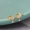 S925 Sterling Prata Brincos Moda Commuter Gold Mulheres requintado arco brinco Brinco Gota Flash Zircônio chapeado fivela de orelha de ouro