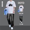 Verão Meninos Bonitos Vestuário Alunos do Ensino Fundamental Manga Curta Combinando Jeans Casual Masculino Tendência Masculina Marca Tendência Conjunto de Duas Peças