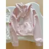 Sudadera corta color borgoña para mujer, forrada de polar, gruesa, con capucha, con cremallera, súper elegante, para figuras petite, chaqueta tipo cárdigan estilo americano de primavera