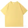 Camiseta de Algodão Puro com Ombro Caído 200g Manga Curta Unissex Top Liso Estilo Coreano Moda Versátil Bordado de Logo Uniforme de Turma Roupas de Trabalho