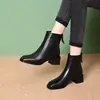 Botas Martin Retro Francesas com Zíper Lateral na Tornozeleira 2026 Novas Botas de Outono Inverno Bico Quadrado Botas Afuniladoras Botas Quentes de Algodão Femininas