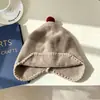 Bonitos gorros para bebé para otoño e invierno, gorros cálidos de lana tejidos con pompón, protección para las orejas engrosada para niños y niñas