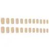 Padrão Prata Unhas Longas Estilo Francês, Manicure Nude Suave e Elegante, 24 Peças de Adesivos de Unha Prontos