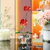 Adornos de Flor de Rosa de Cristal, Decoraciones Creativas para el Hogar, Mesa de Sala de Estar, Estilo de Lujo Ligero, Artesanía de Vidrio de Flor de Siete Cabezas Colorida