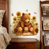 Adesivos de Parede de Urso de Desenho Animado e Girassol Transfronteiriços para Sala de Estar e Quarto Decoração de Casa, Adesivos de Parede de Decoração de Fundo Atacado, Personalizável