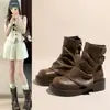 Botas Martin para Mujer Suela Gruesa Botines 2026 Primavera y Otoño Estilo Nuevo Caña Corta Marrón Retro Botas Apiladas Botas Vaqueras Botas para Pantalón